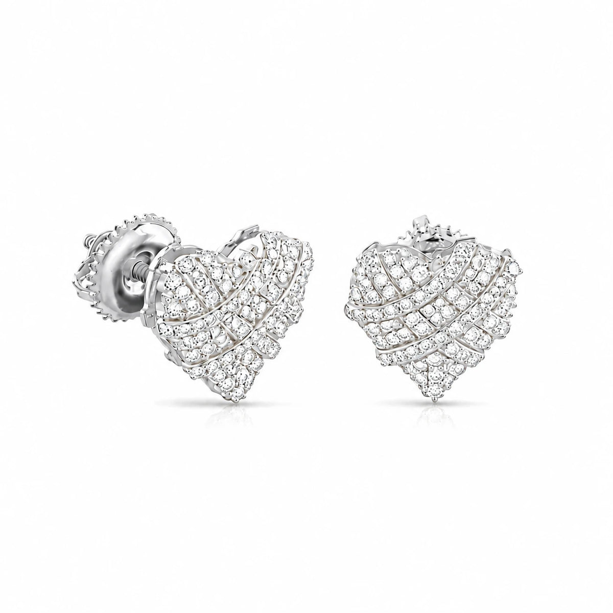 0.36 CTW Iced Heart Diamond Stud Earrings