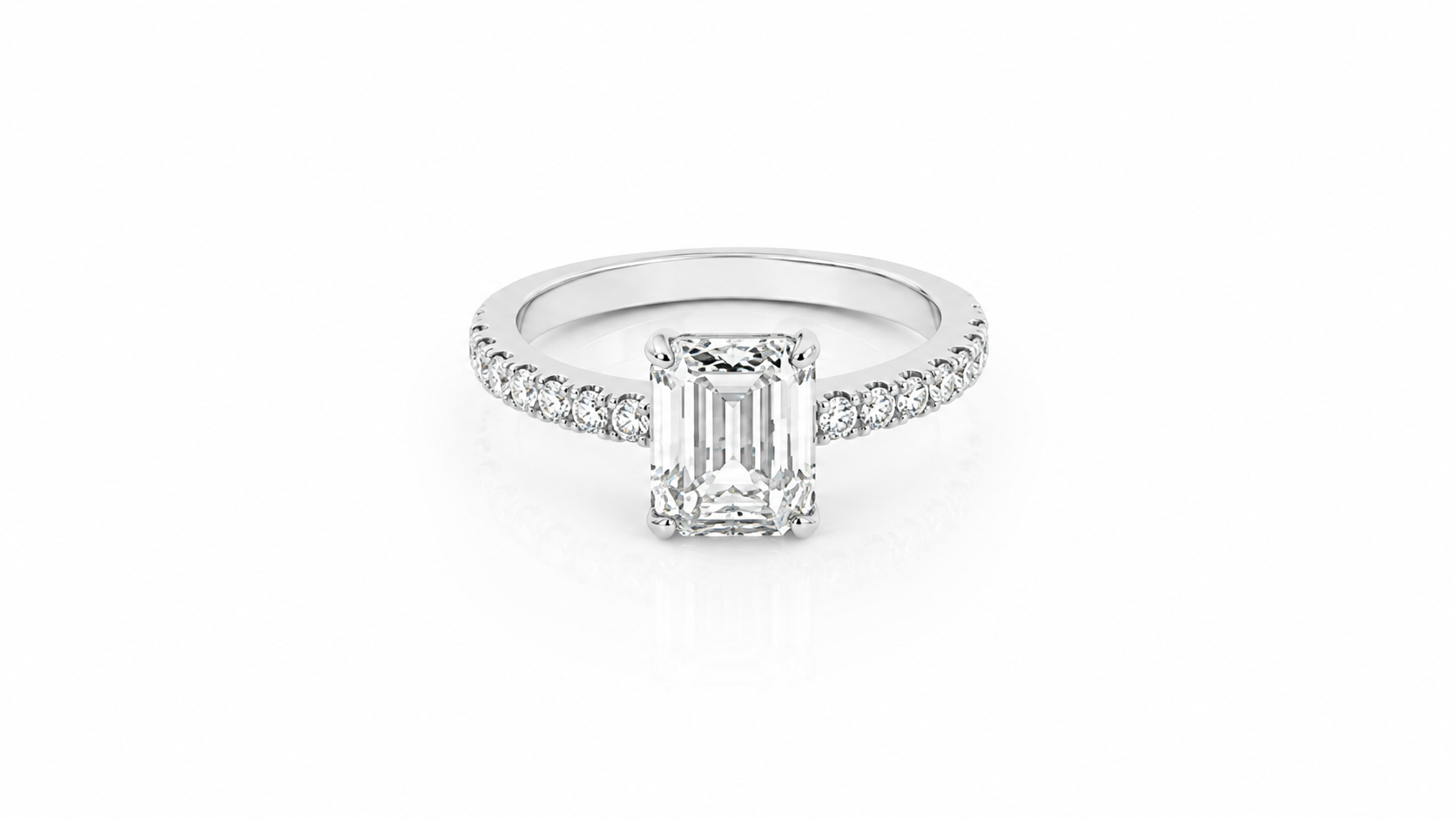 2.44 CTW Emerald Cut Diamond Pavé Engagement Ring