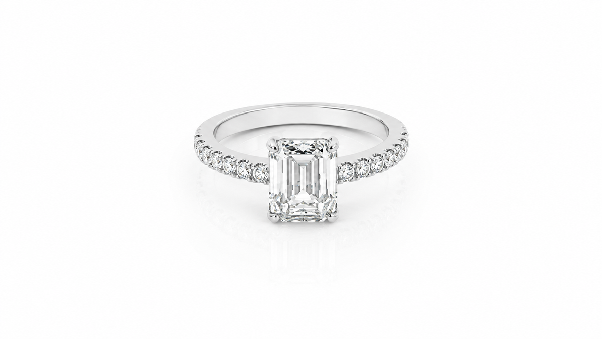 2.44 CTW Emerald Cut Diamond Pavé Engagement Ring