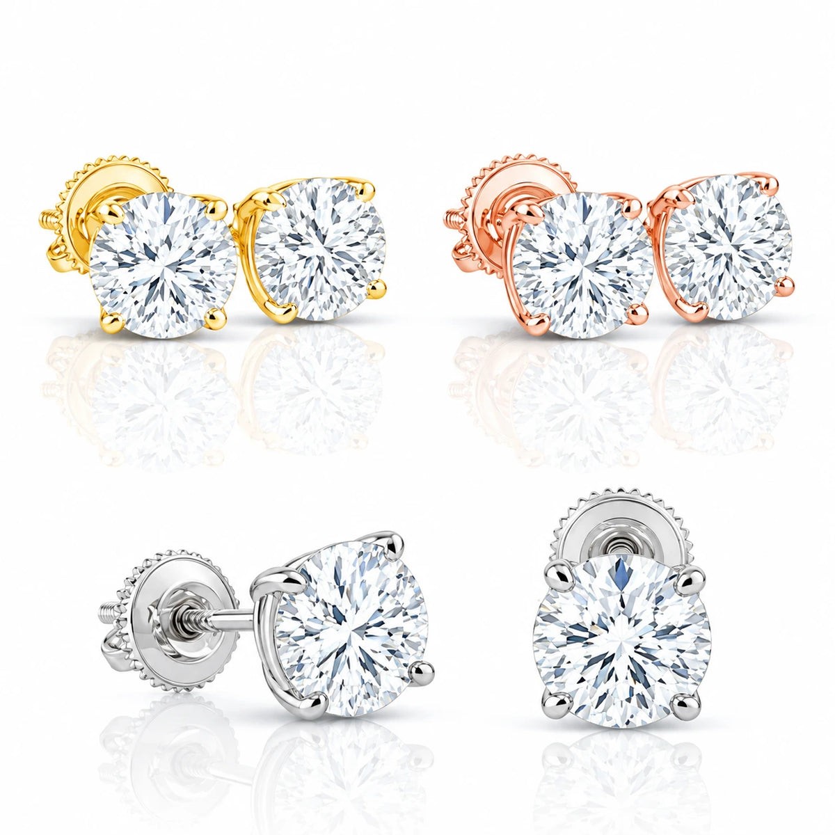 2.02 CTW Round Diamond Stud Earrings