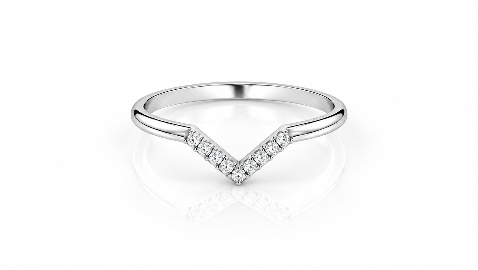 0.05 CTW Diamond Chevron V Band Ring