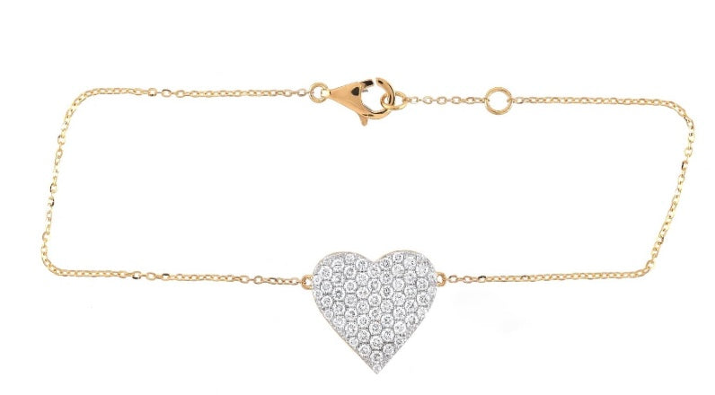 Minimal Pavé Diamond Heart Bracelet – 0.24ct Lab Diamonds (Sterling Silver)