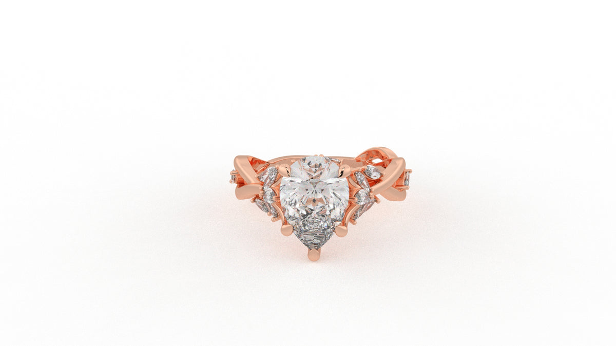 1.98 CTW Pear Cut Diamond Three Stone Engagement Ring