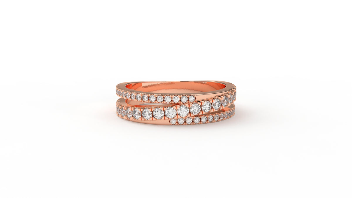 0.67 CTW Diamond Triple Row Wedding Band