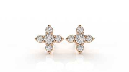 Classic Diamond Cluster Cross Stud Earrings