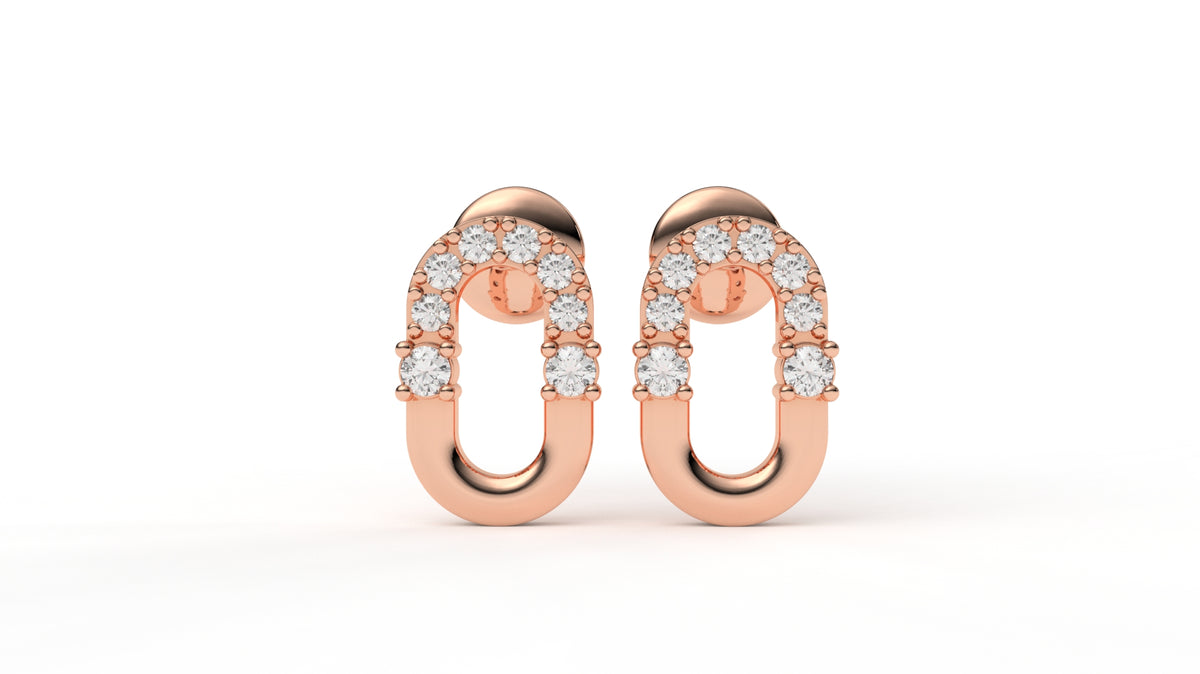 0.20 CTW Diamond Oval Link Stud Earrings