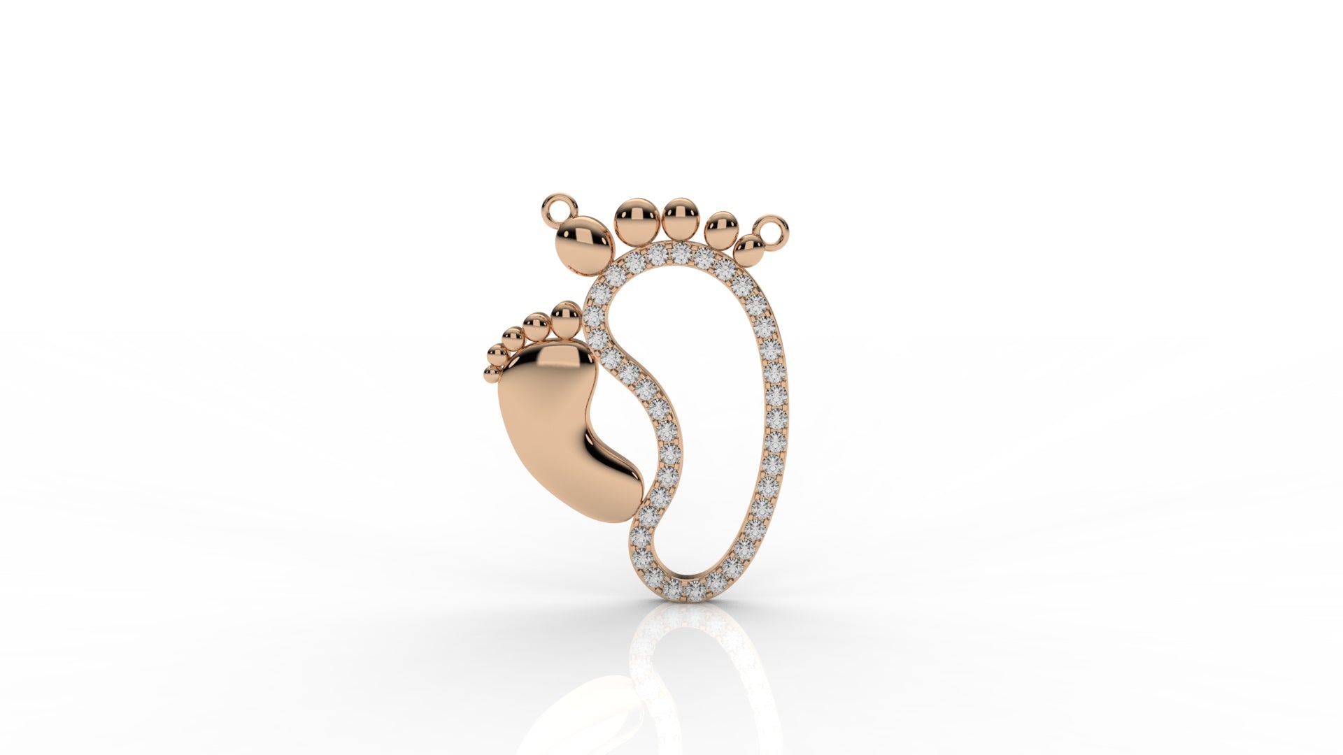 Iced Baby Footprint Pendant – 1.33 CT Diamond Accent | Sterling Silver