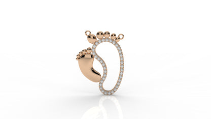 Iced Baby Footprint Pendant – 1.33 CT Diamond Accent | Sterling Silver