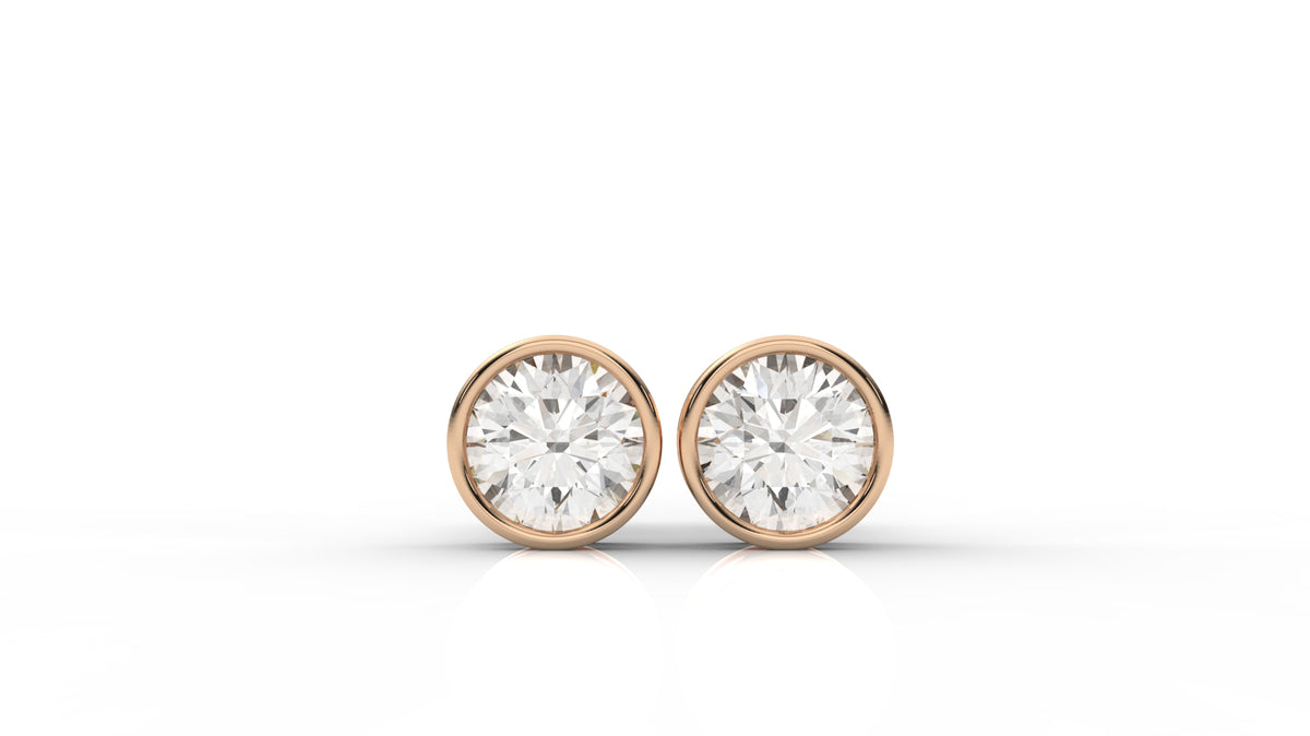 4.00 CTW Round Diamond Bezel Stud Earrings