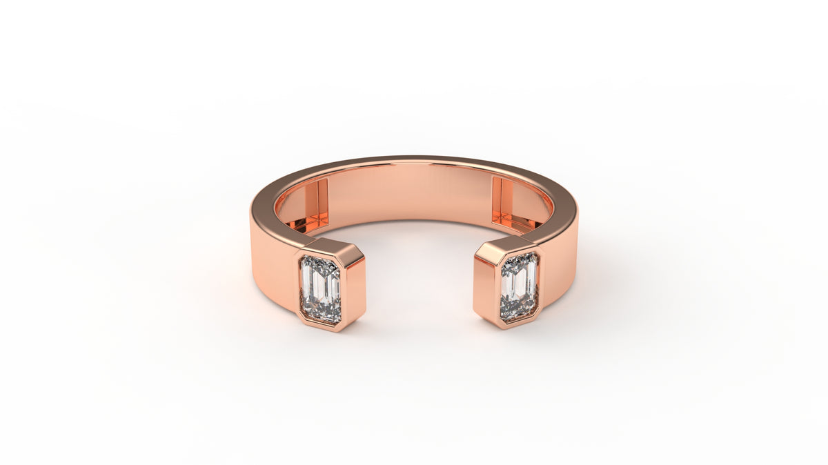 0.45 CTW Diamond Open Cuff Baguette Ring