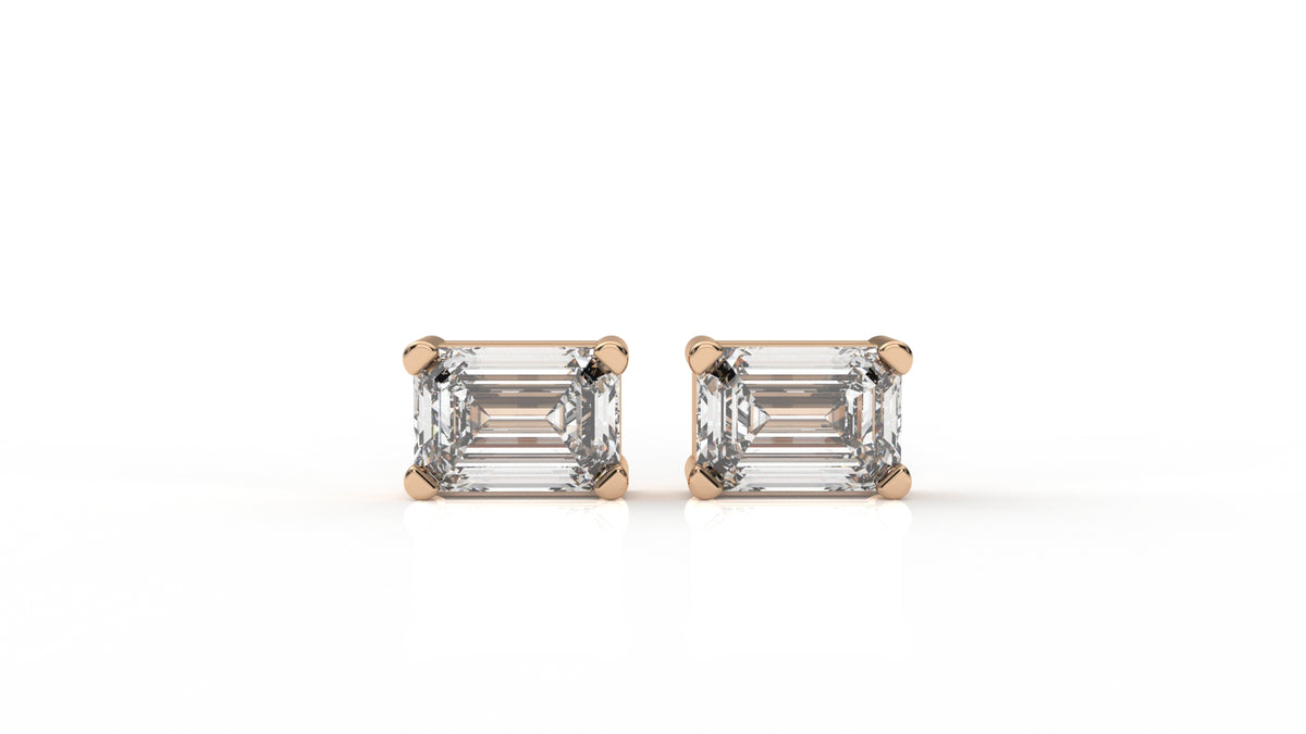 Emerald-Cut Diamond Stud Earrings