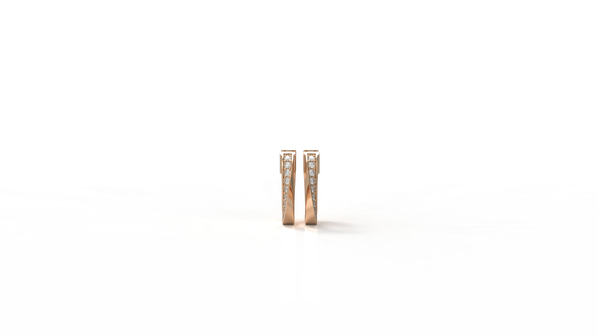 Rose gold hoop earrings with diamonds GLAM NYC