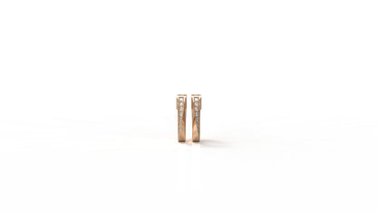Rose gold hoop earrings with diamonds GLAM NYC