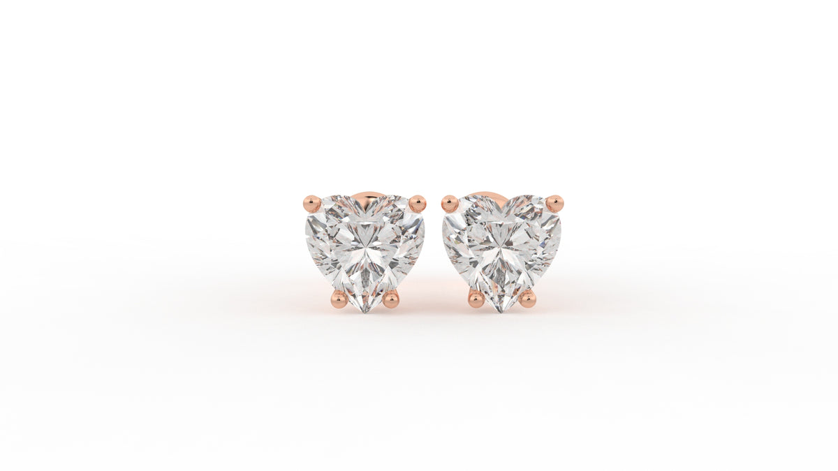 3.00 CTW Heart-Shaped Diamond Stud Earrings