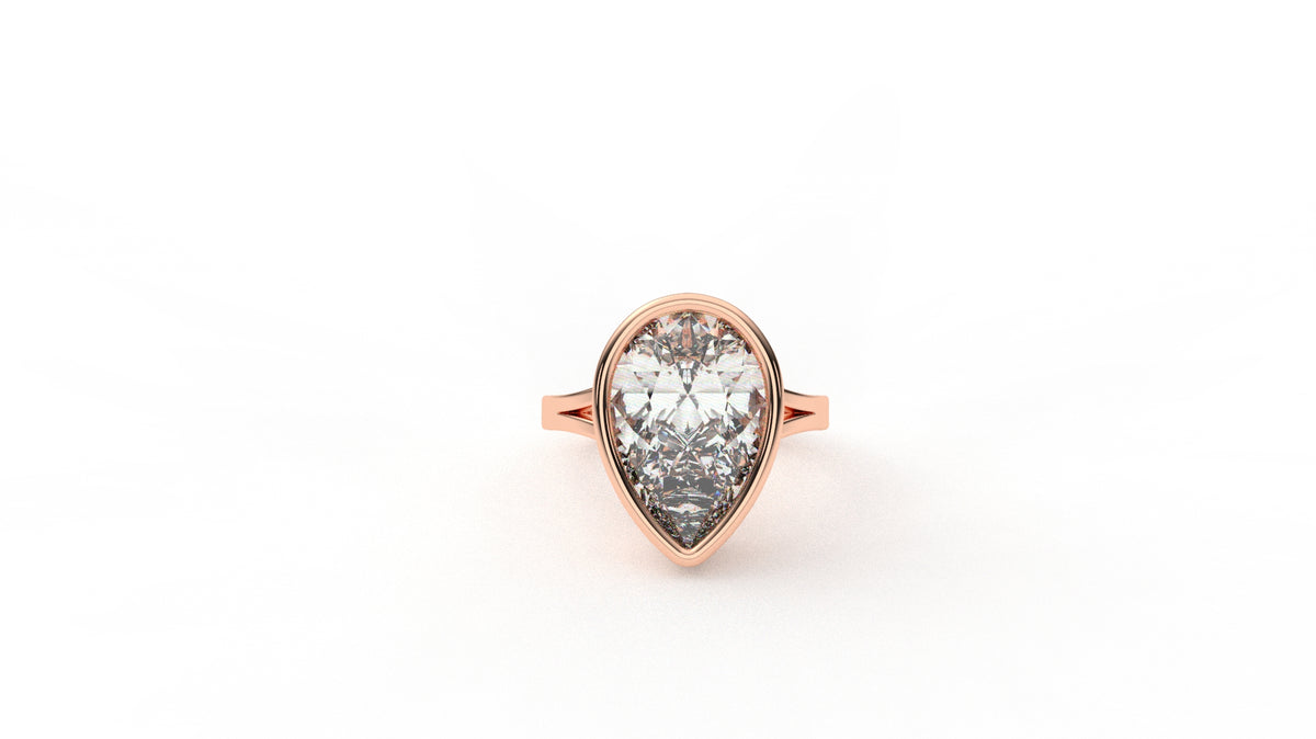 6.20 CTW Pear Cut Diamond Bezel Solitaire Engagement Ring