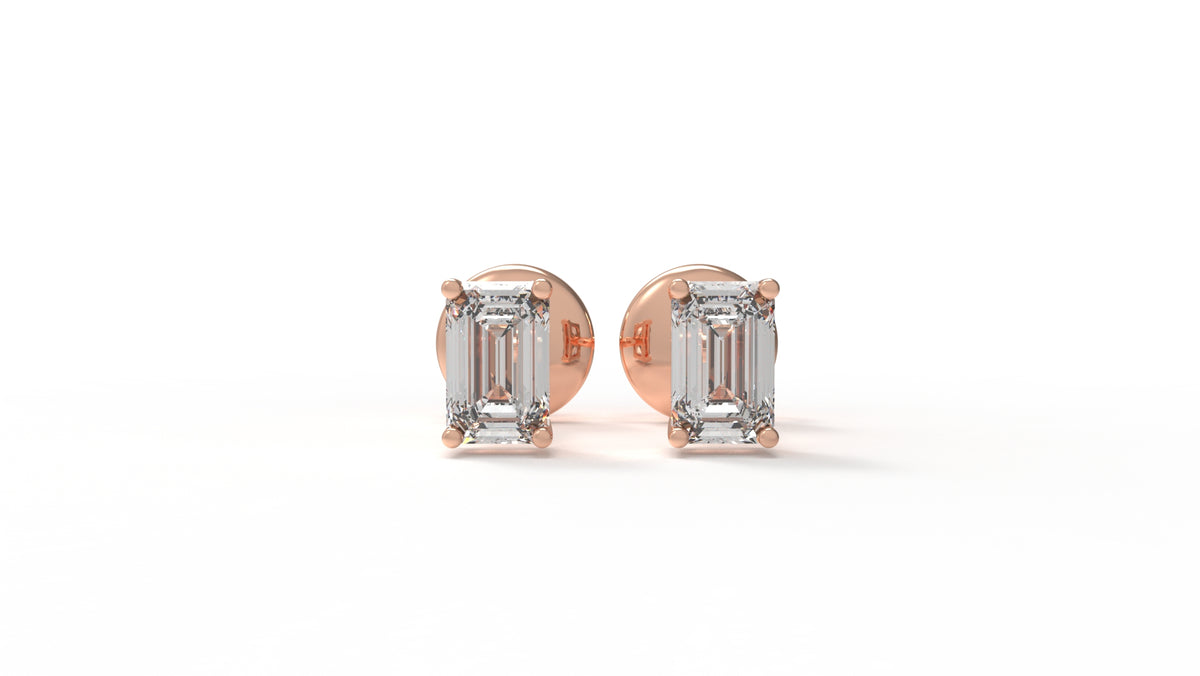 1.00 CTW Lab-Grown Diamond Emerald Cut Stud Earrings