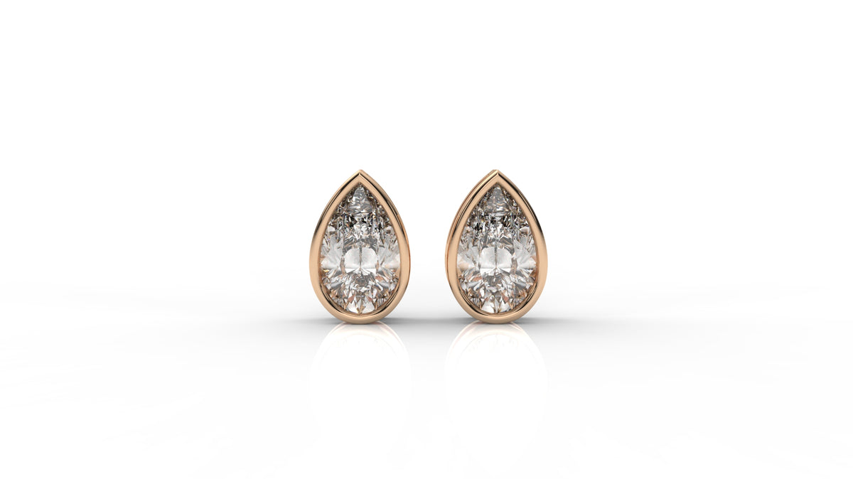 Pear-Cut Diamond Bezel Stud Earrings – 2.00 CTW