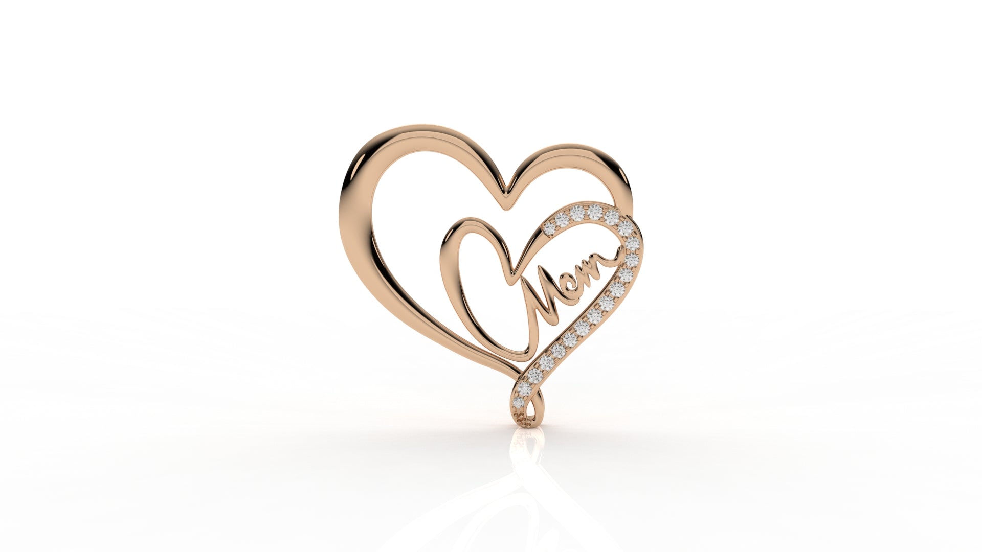 Double Heart “Mom” Pendant – Diamond Accent | Sterling Silver