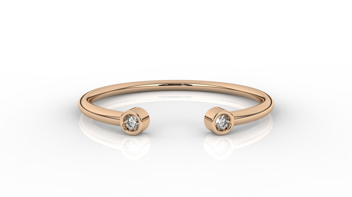 Rose gold ring two small diamonds GLAM NYC