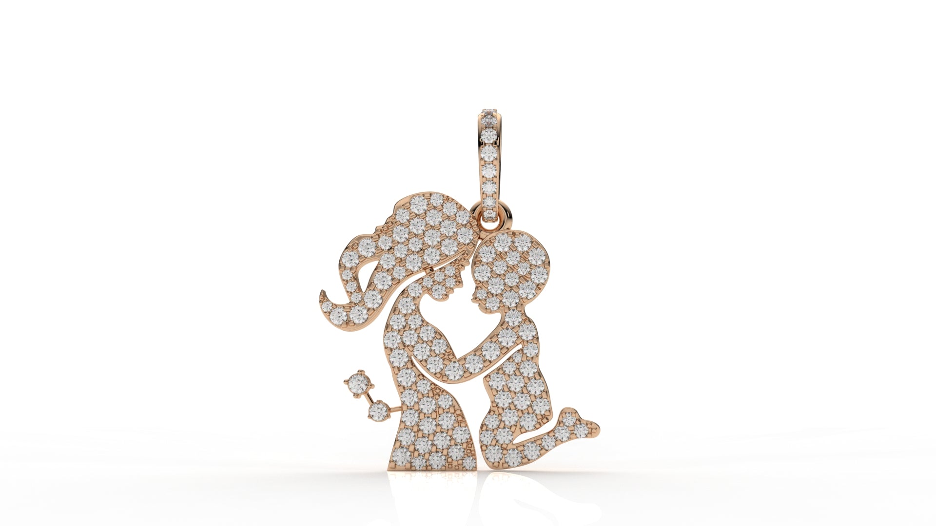 Eternal Love Silhouette Pendant – Diamond mom and daughter Charm