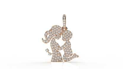 Eternal Love Silhouette Pendant – Diamond mom and daughter Charm