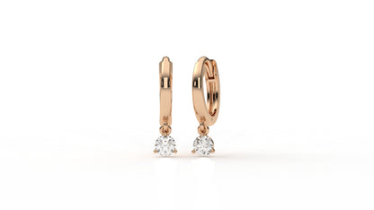 Rose gold hoop earrings with diamond GLAM NYC