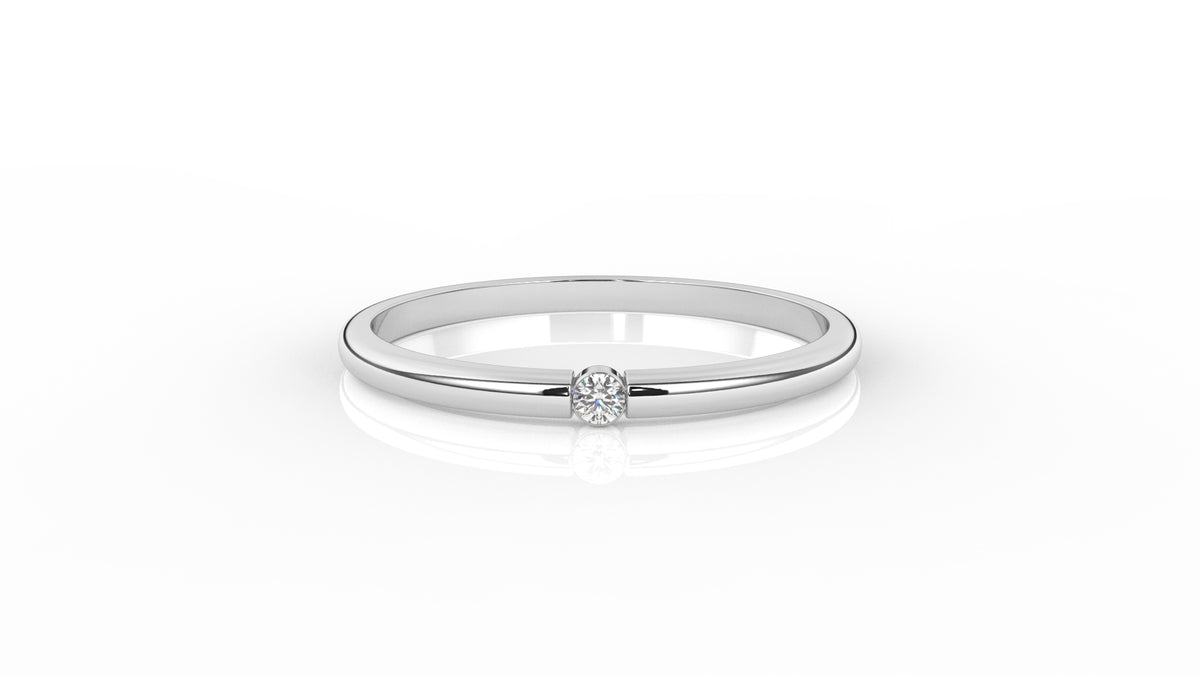 Silver ring with a small diamond GLAM NYC