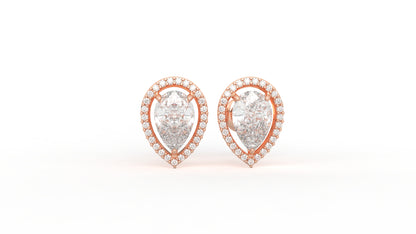 2.06 CTW Pear Cut Diamond Halo Stud Earrings