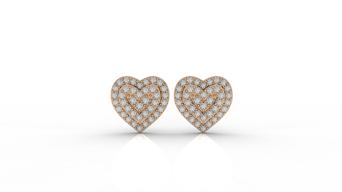 Double Heart Pavé Lab Diamond Stud Earrings