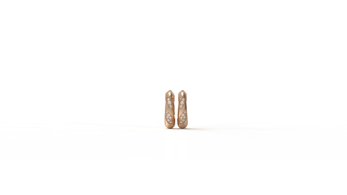 Rose gold hoop earrings with diamonds GLAM NYC