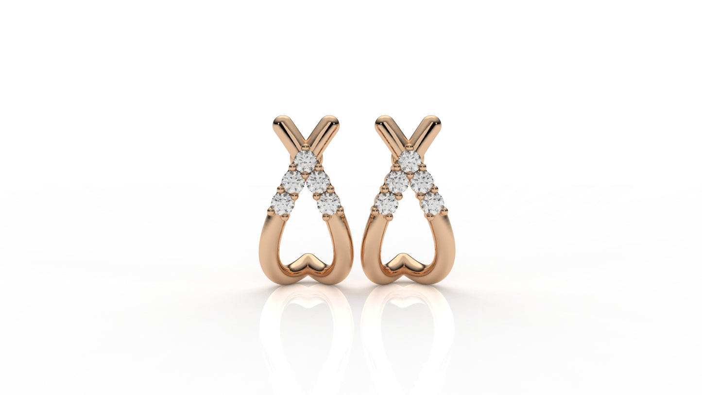 Rose gold earrings with small diamonds GLAM NYC