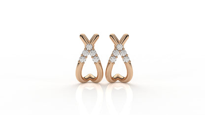 Rose gold earrings with small diamonds GLAM NYC
