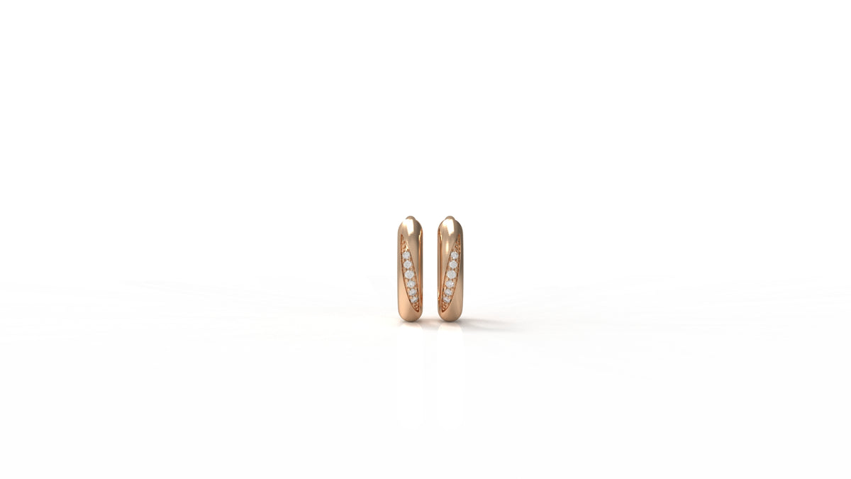 Rose gold earrings with small diamonds measurement GLAM NYC
