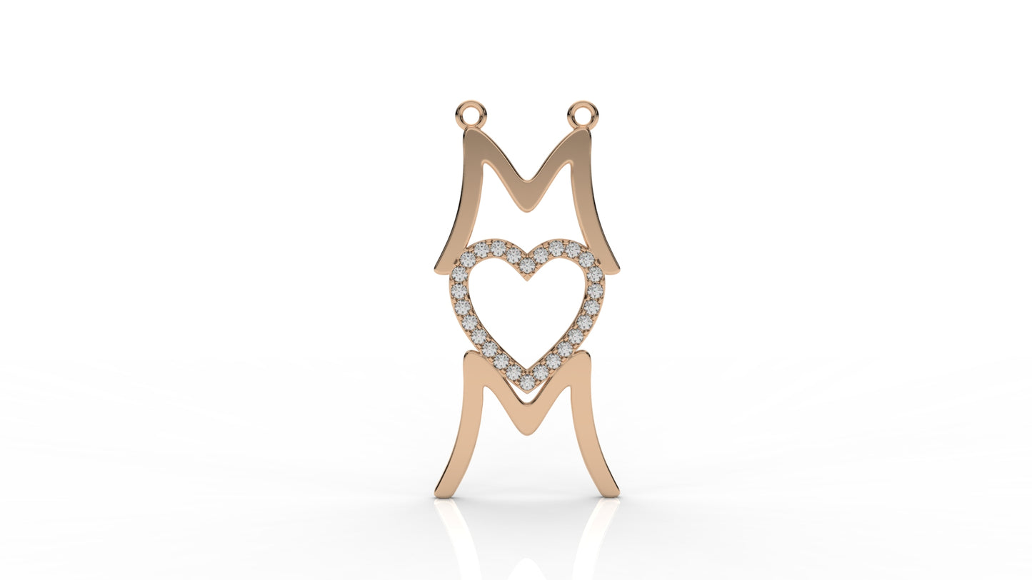 Iced Crown Heart “Mom” Pendant – 0.45 CT Diamond Accent | Sterling Silver