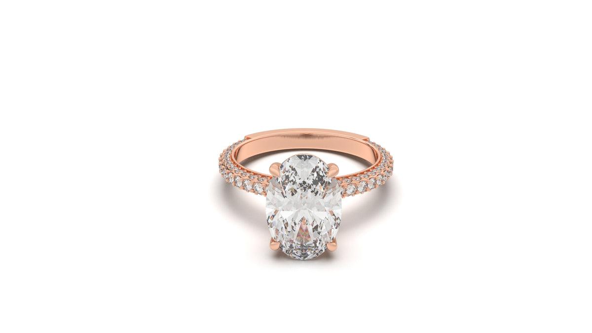 3.76 CTW Oval Diamond Pavé Engagement Ring