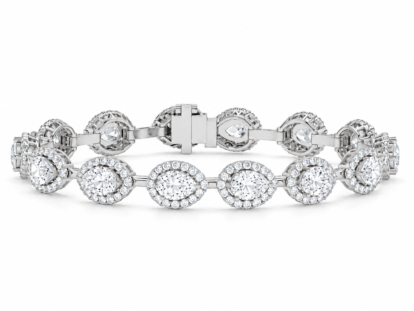 7.93 CTW  Diamond Floral Link Bracelet