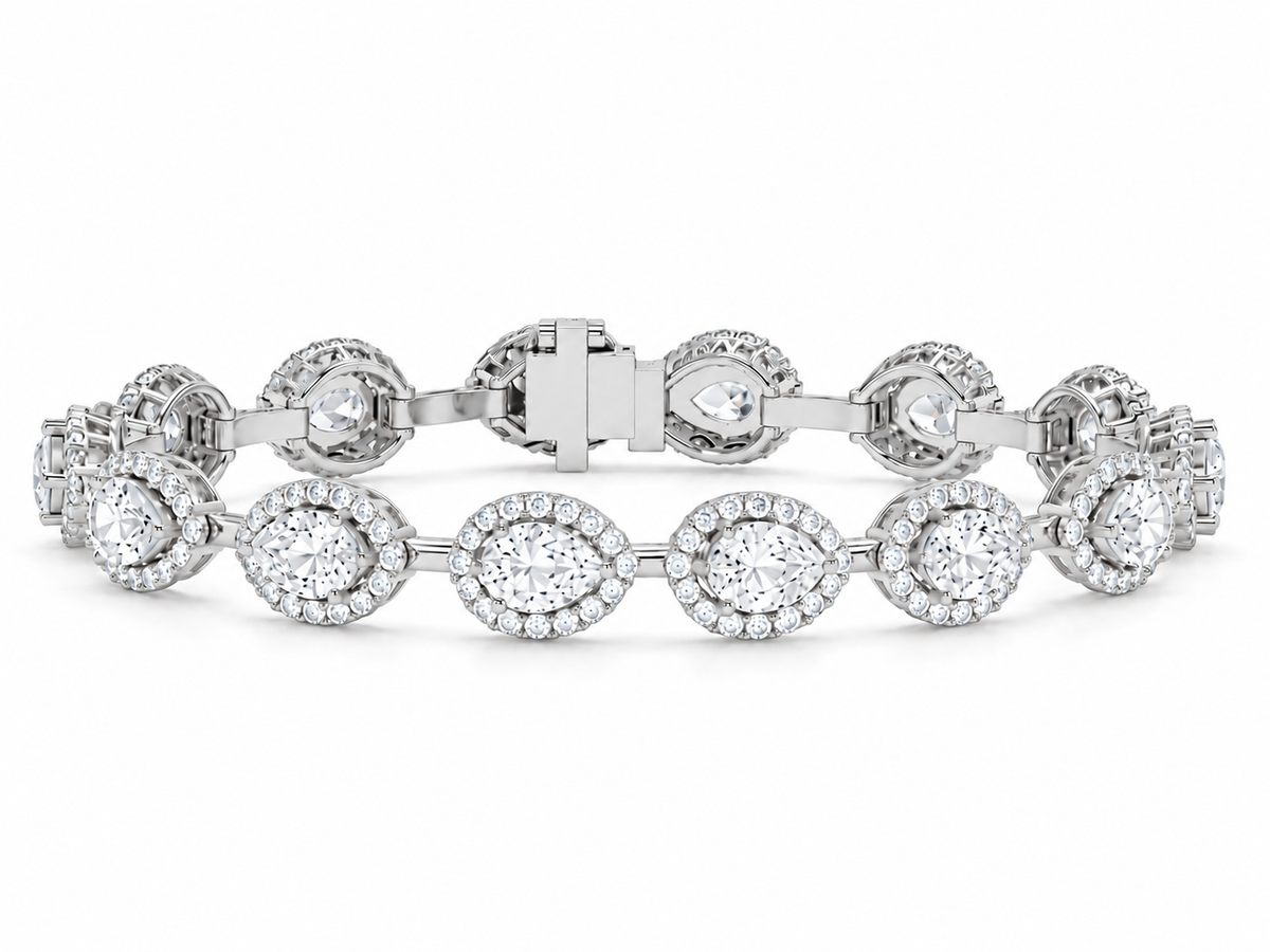 7.93 CTW  Diamond Floral Link Bracelet