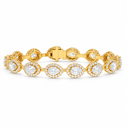 7.93 CTW  Diamond Floral Link Bracelet