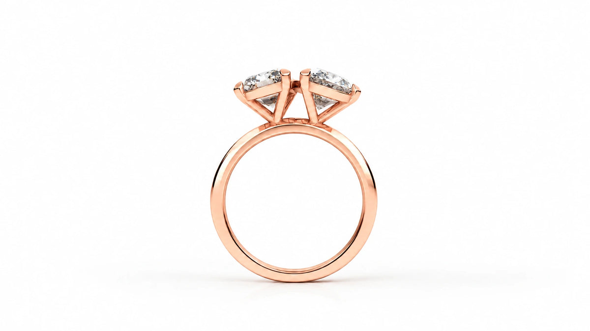 4.00 CTW Pear Diamond Engagement Ring - Rose Gold Side