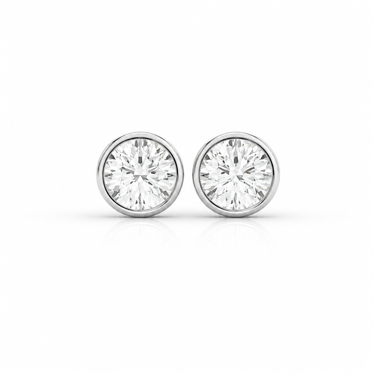 4.00 CTW Round Diamond Bezel Stud Earrings