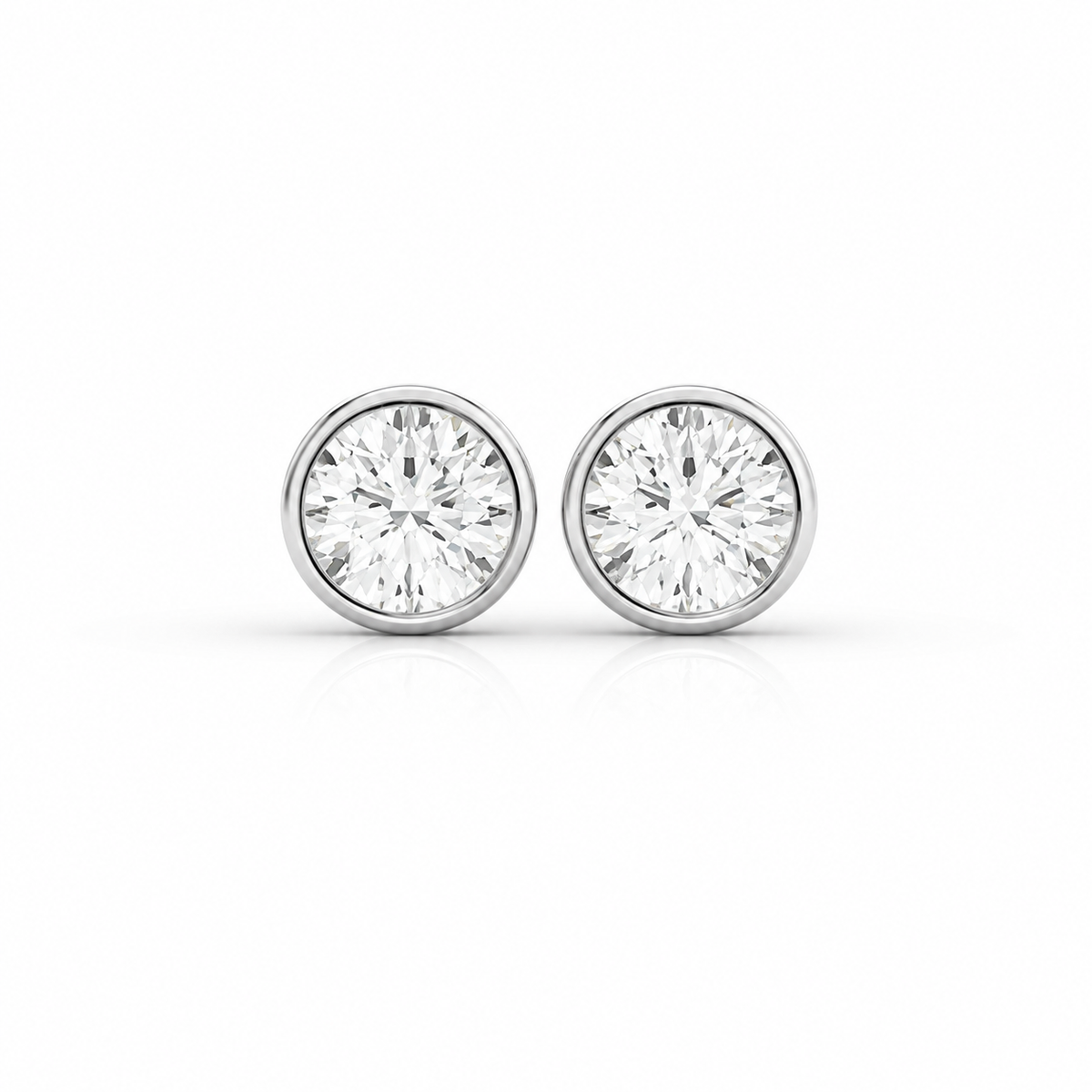 4.00 CTW Round Diamond Bezel Stud Earrings