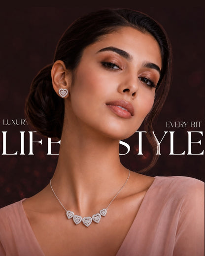 4.40 CTW Multi-Heart Lab-Grown Diamond Necklace Lifestyle
