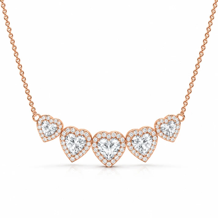 4.40 CTW Multi-Heart Lab-Grown Diamond Necklace main view rose gold front view