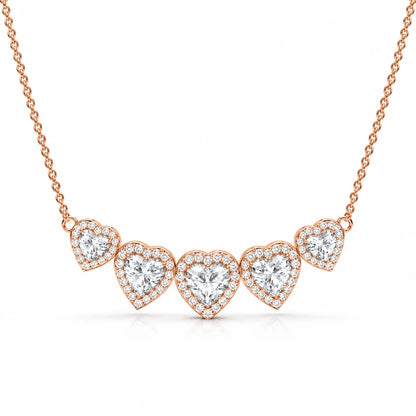 4.40 CTW Multi-Heart Lab-Grown Diamond Necklace main view rose gold front view