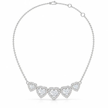 4.40 CTW Multi-Heart Lab-Grown Diamond Necklace white gold angle view