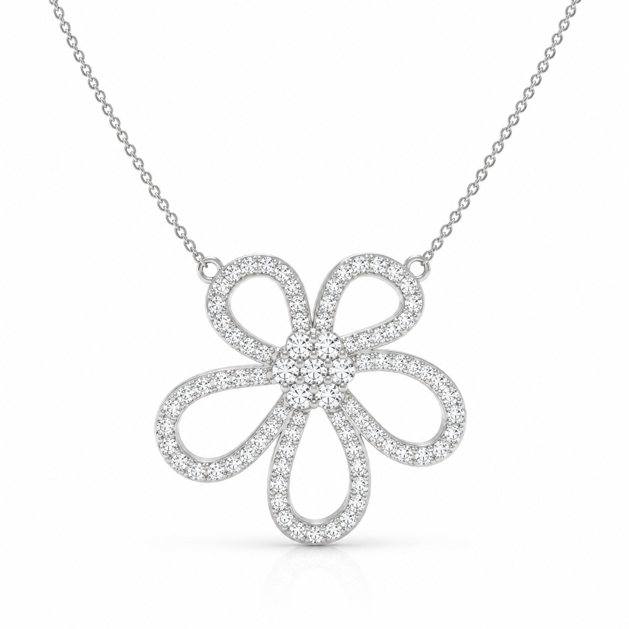 Floral Diamond Pendant Necklace – 0.94 CTW