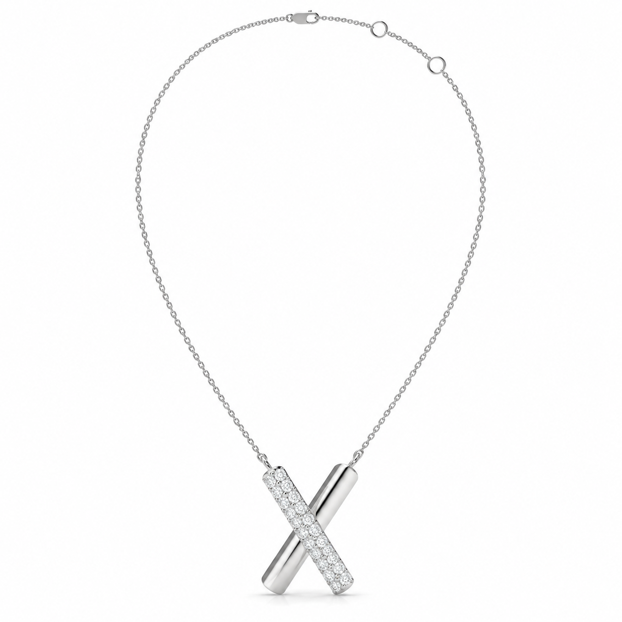 0.40 CT Diamond X Pendant Necklace