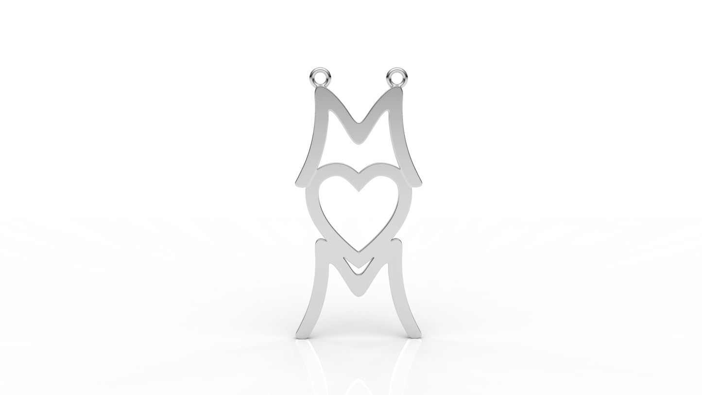 Iced Crown Heart “Mom” Pendant – 0.45 CT Diamond Accent | Sterling Silver