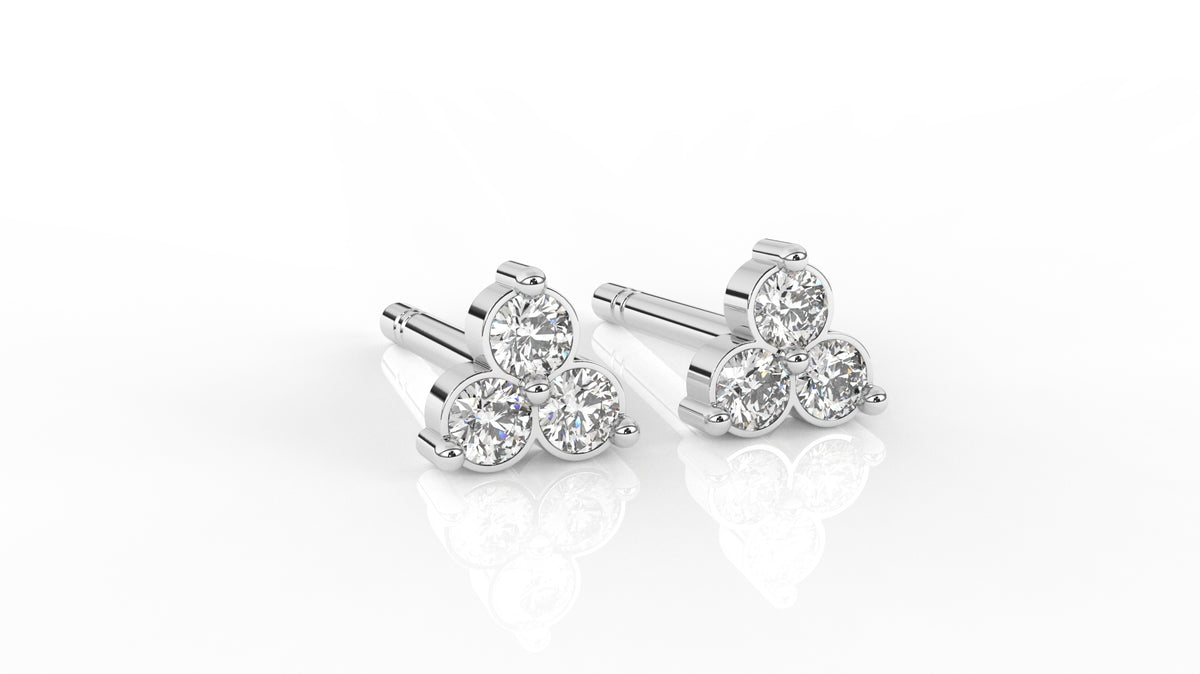 Silver earring with three diamonds GLAM NYC