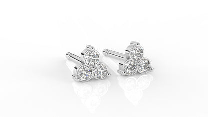 Silver earring with three diamonds GLAM NYC